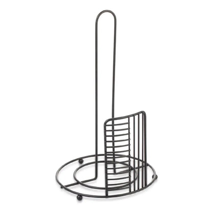 Dispensador negro de papel en forma de soporte, vista lateral, hogar