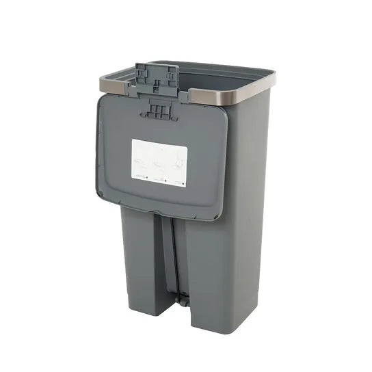 Basurero con pedal EKO HANA de 45L con cubeta plástica y diseño moderno en acero inoxidable con ruedas integradas para hogar y oficina limpieza práctica