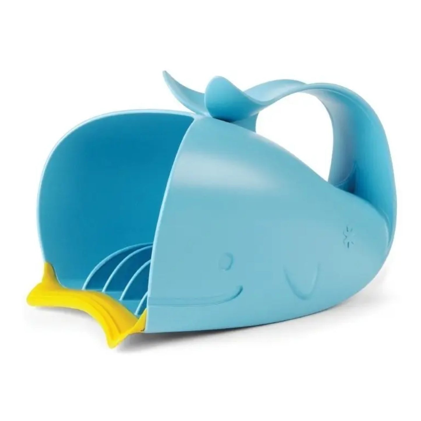 Contenedor de enjuague bucal azul con forma de ballena, ideal para baño infantil