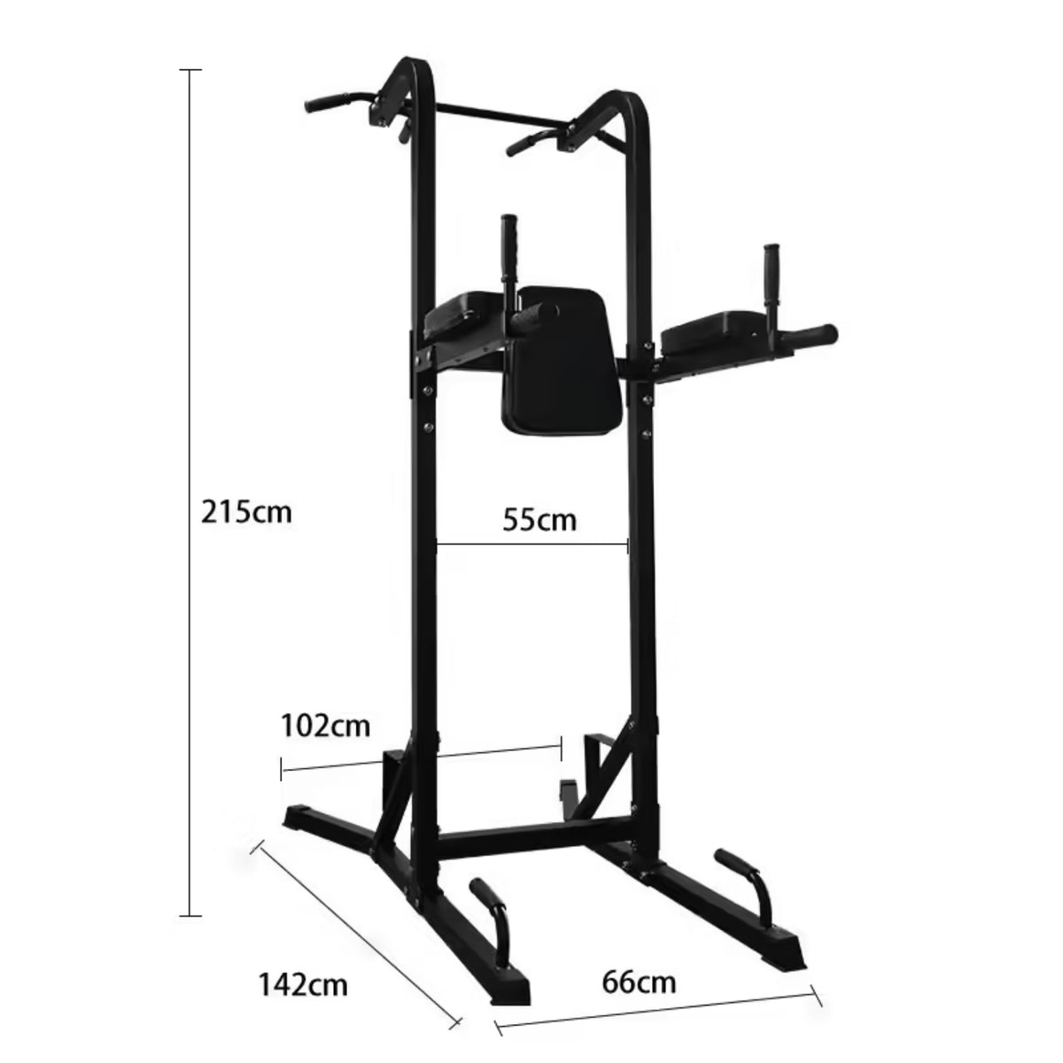 Estructura de entrenamiento negra, vista lateral, gimnasio en casa