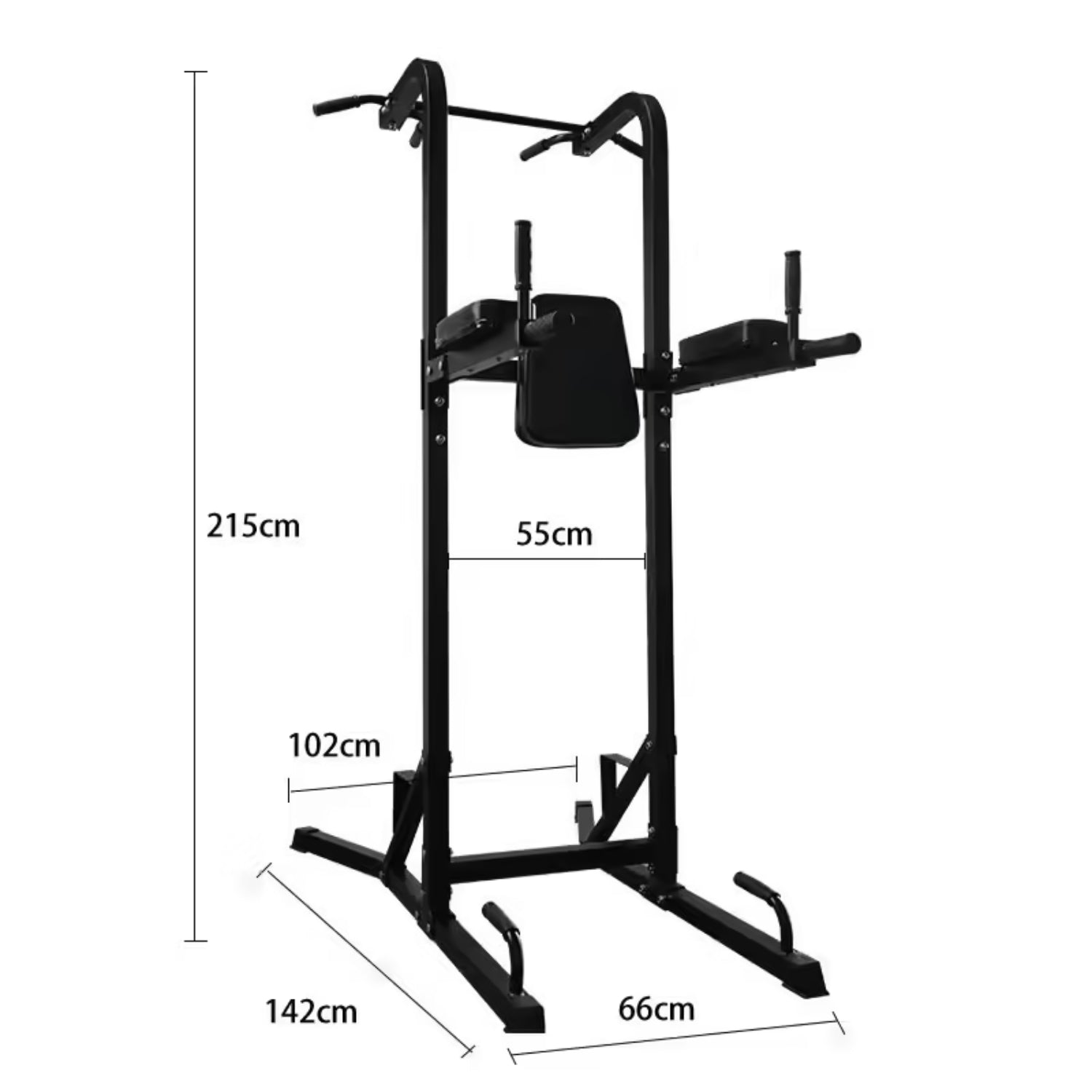 Estructura de entrenamiento negra, vista lateral, gimnasio en casa