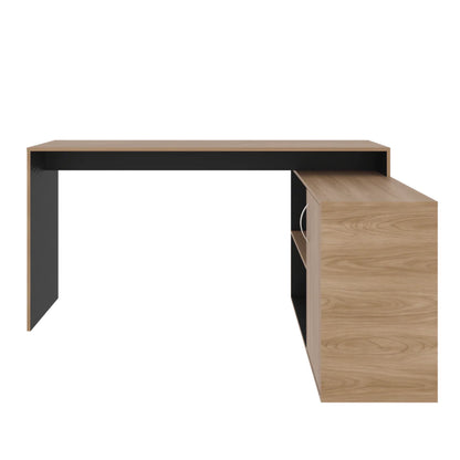 escritorio madera clara lateral, ideal para oficina moderna
