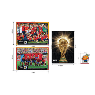 Póster de la España selección de fútbol, celebrando el triunfo con la Copa del Mundo, decoración deportiva