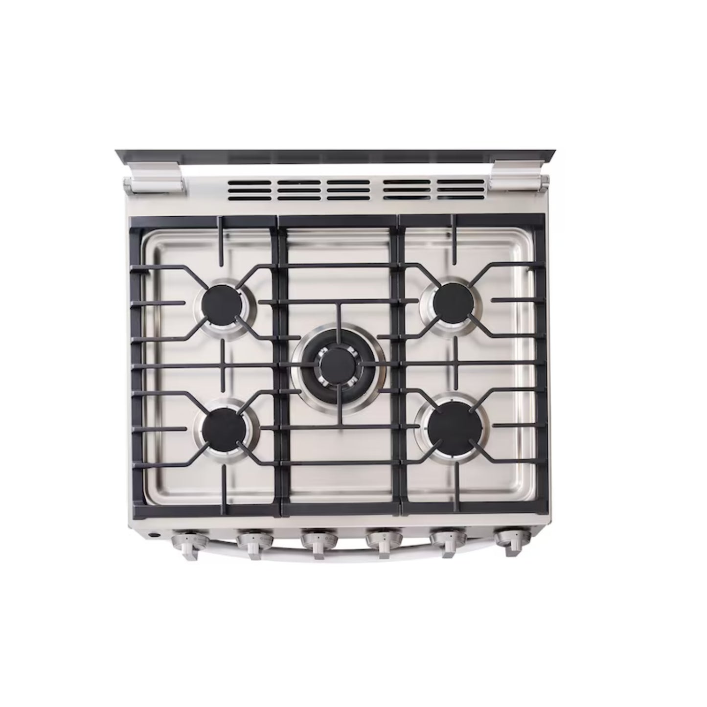 Estufa a gas 30 pulgadas LG con cinco quemadores y panel de acero inoxidable