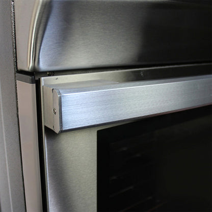 Detalle de la estufa a gas RCA 6 quemadores con acabado en acero inoxidable y diseño elegante