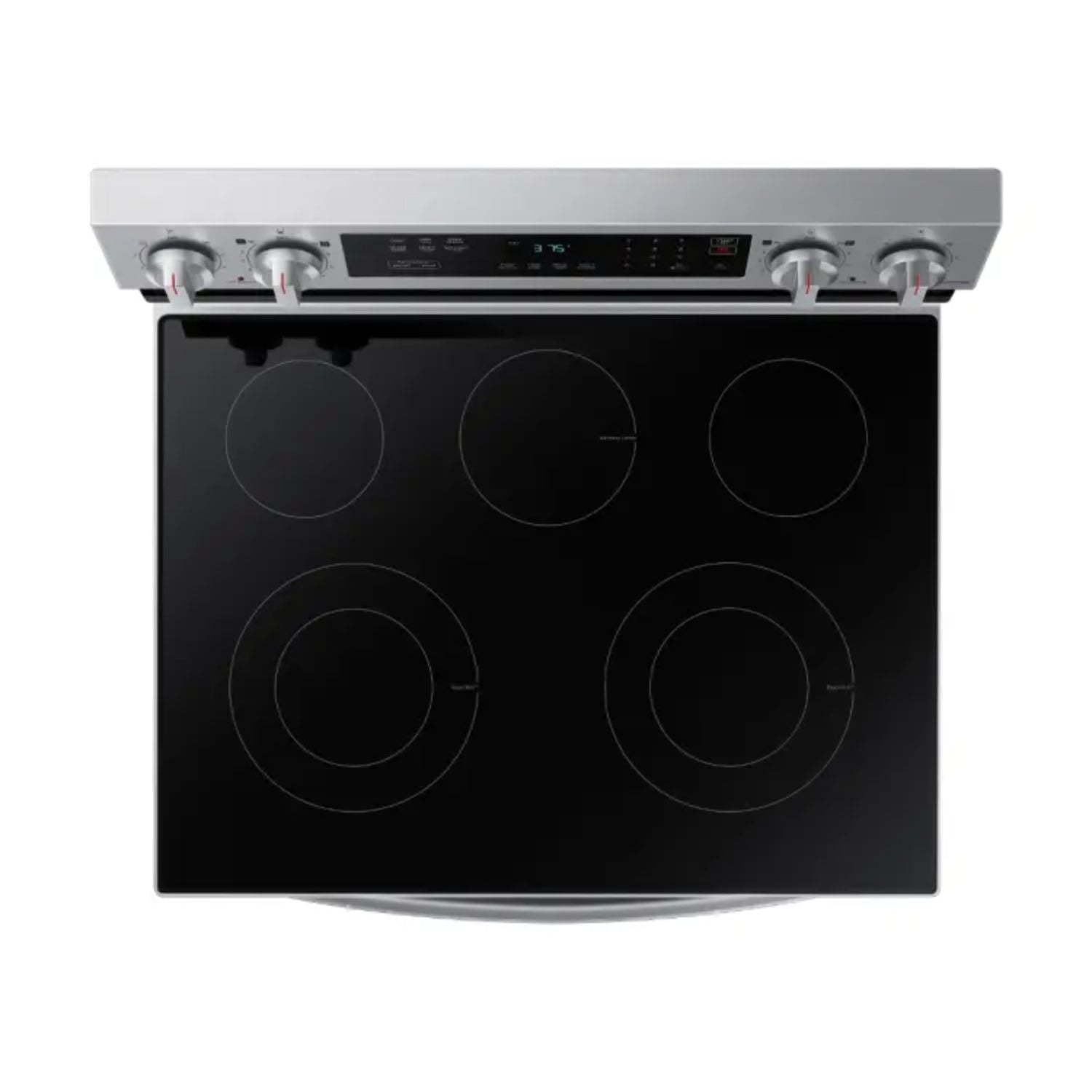 Cocina eléctrica Samsung plateada vista superior con cuatro quemadores