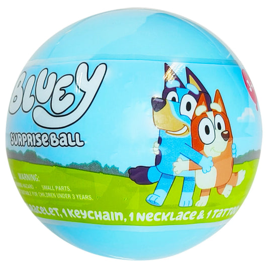 Bluey Surprise Ball con Pulsera, Llavero, Collar y Tatuaje BY004