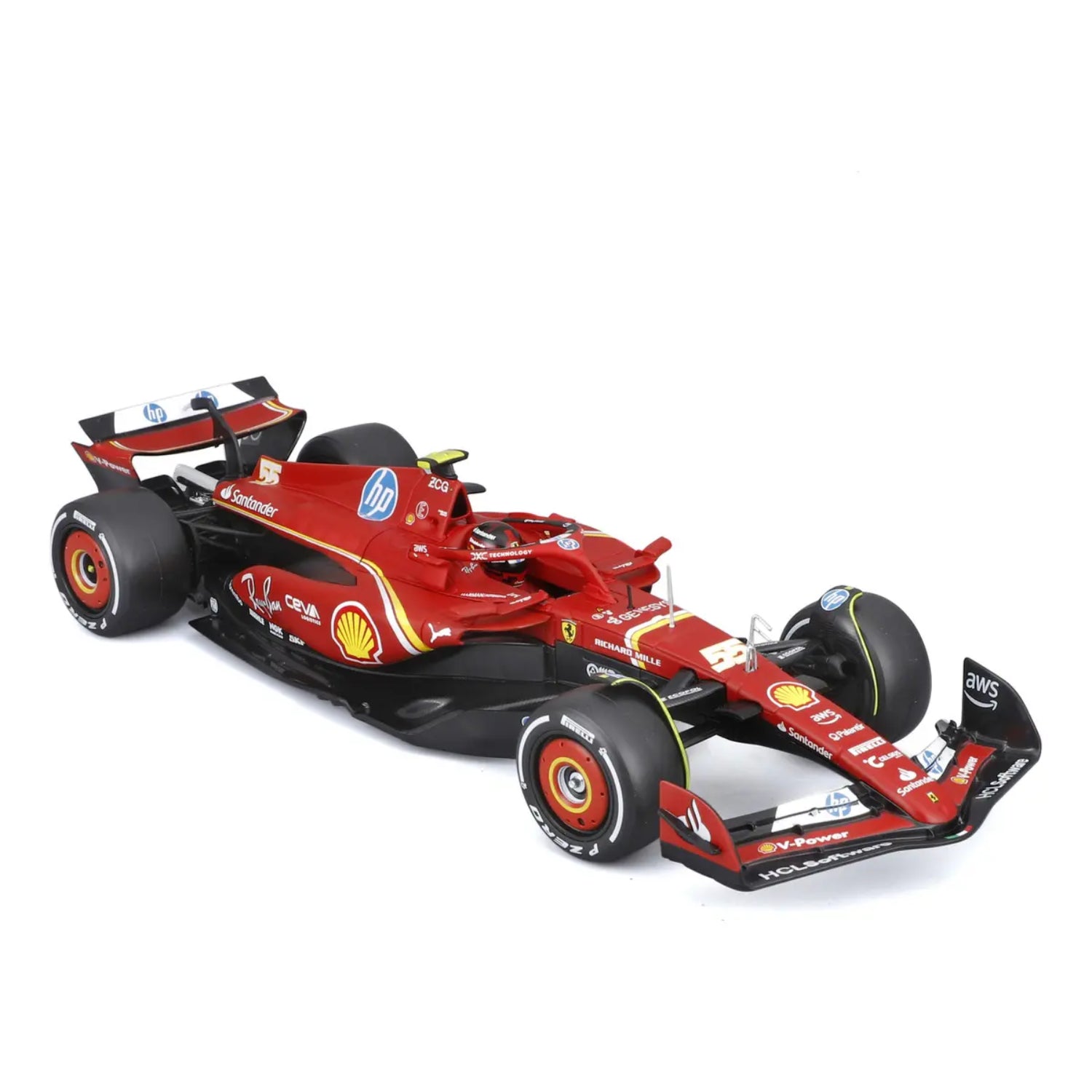 Carro de carreras rojo de Maisto, vista lateral, modelo de Fórmula 1 detallado
