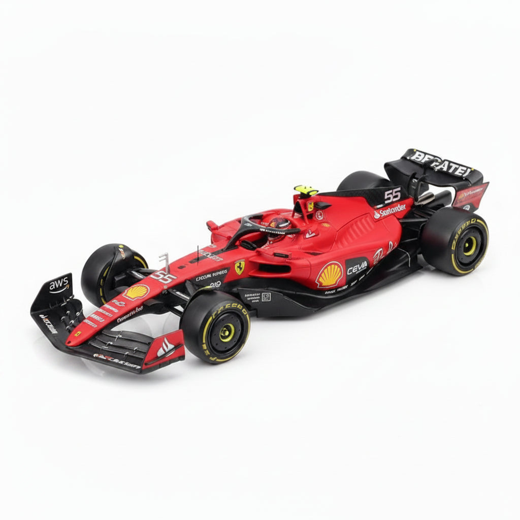 Maisto coche de carrera Ferrari rojo, modelo detallado en vista lateral