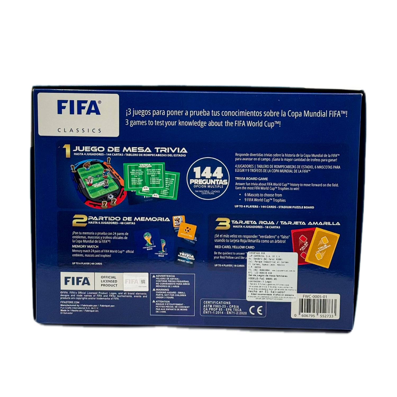 juego de mesa trivia FIFA, fondo azul, información de productos