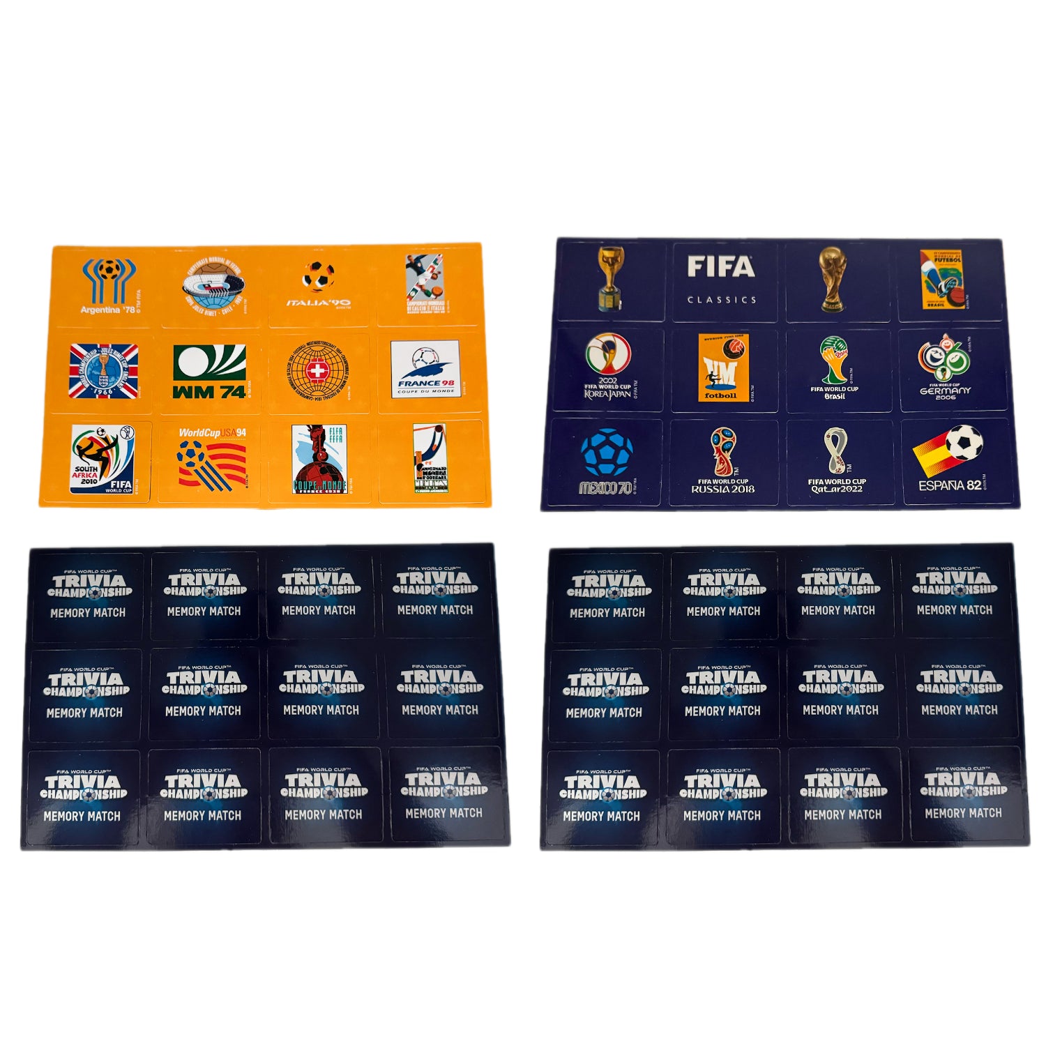 Juego de mesa de trivia de fútbol, tarjetas coloridas y diseño de memoria