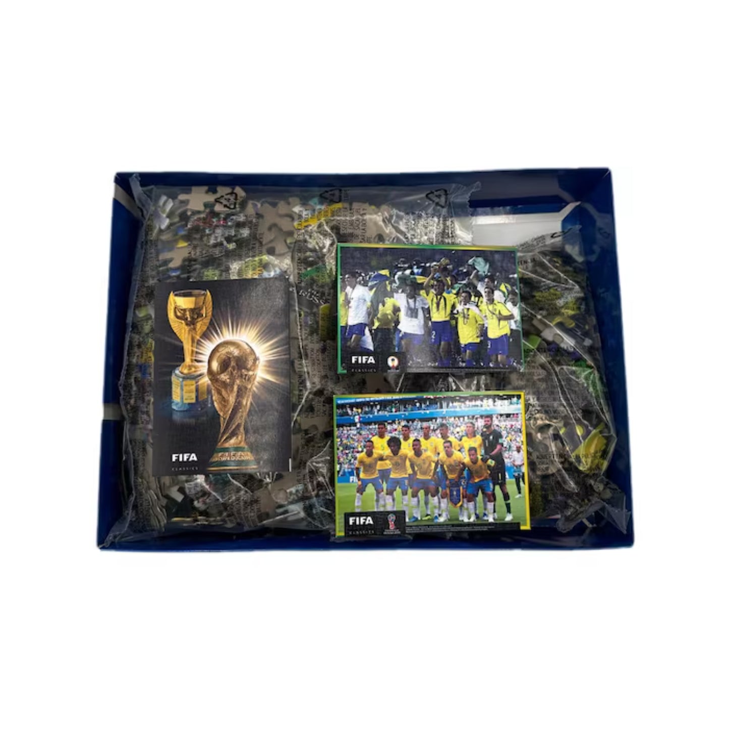 Rompecabezas FIFA Mundial 2022, piezas en caja azul, celebración del fútbol
