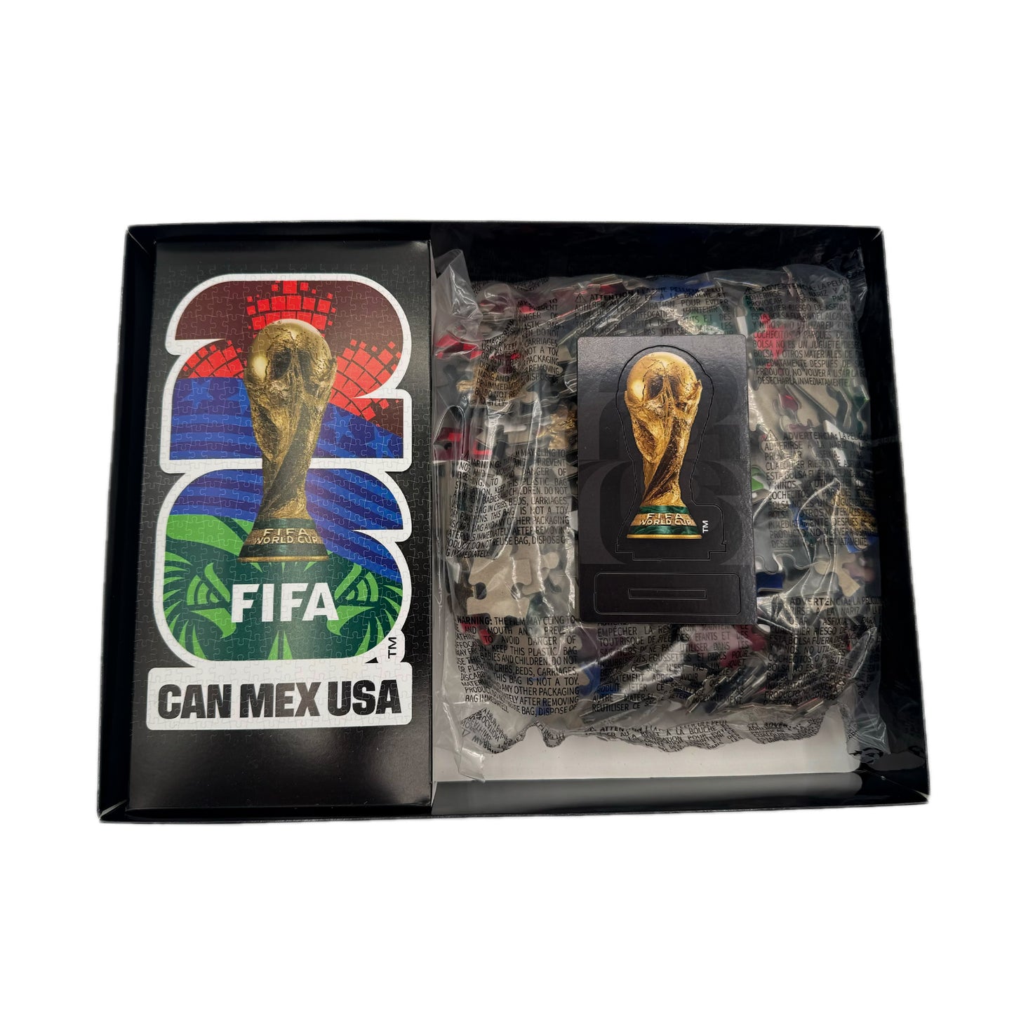 Juego de construcción FIFA, modelo copa dorada, vista frontal en caja