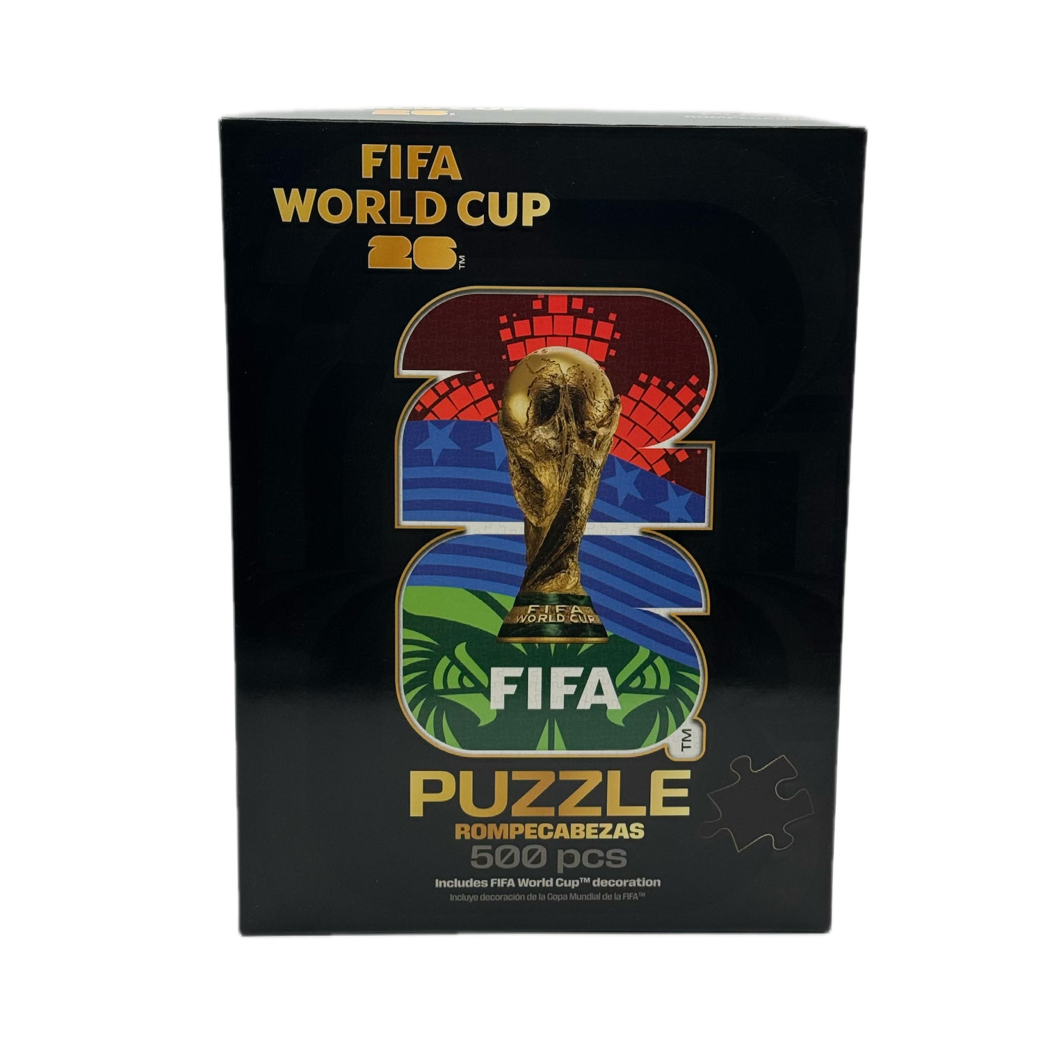 Rompecabezas FIFA Copa Mundial 500 piezas, caja con trofeo y decoraciones coloridas
