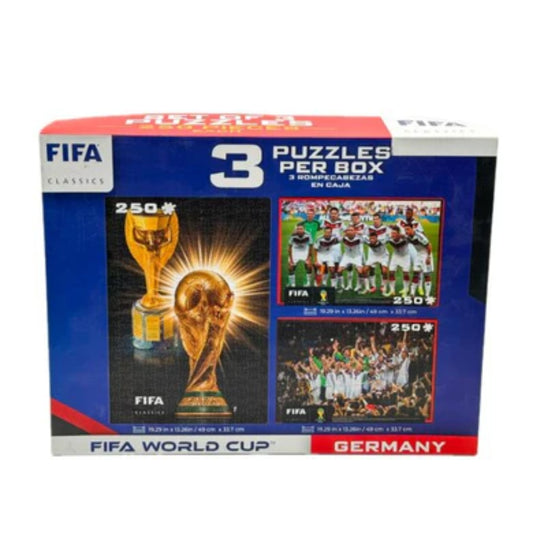 Caja de rompecabezas FIFA Mundial 250 piezas, con imágenes de trofeo y selecciones