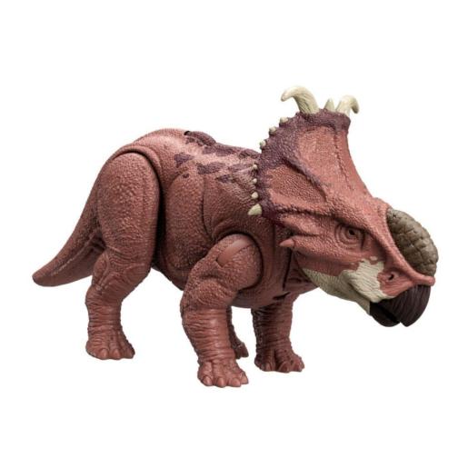 Figura de dinosaurio Triceratops en color marrón con detalles realistas y texturizados