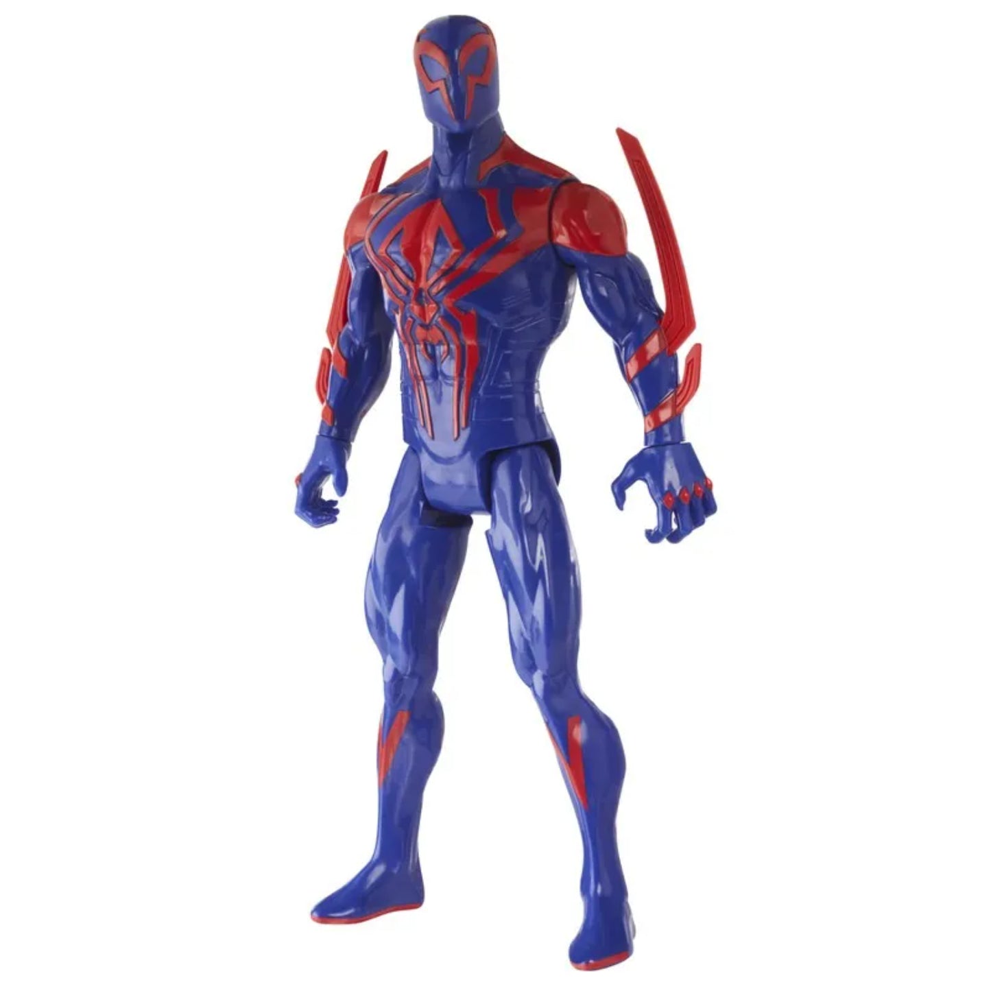 Figura Spiderman azul y roja, vista frontal, excelente para coleccionistas