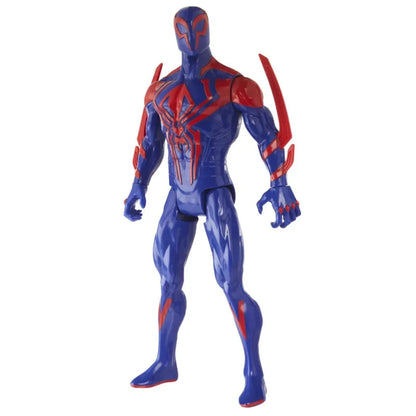 Figura Spiderman azul y roja, vista frontal, excelente para coleccionistas