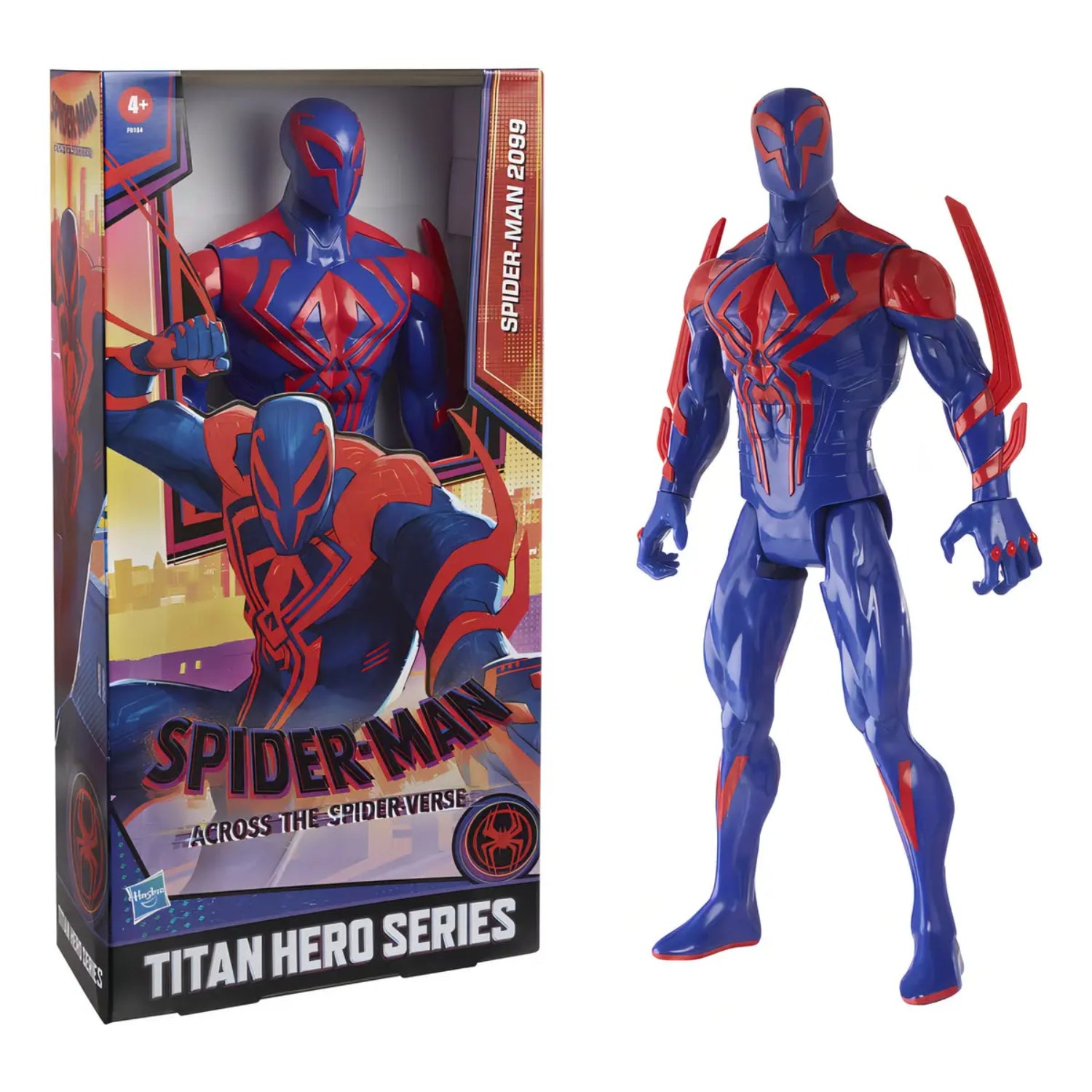 figura spiderman azul y roja en caja, colección Titan Hero Series