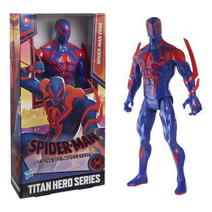 figura spiderman azul y roja en caja, colección Titan Hero Series