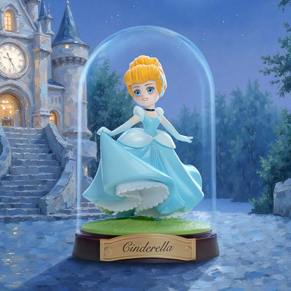 Figura de Cenicienta en caja, vestido azul, decoración mágica para coleccionistas