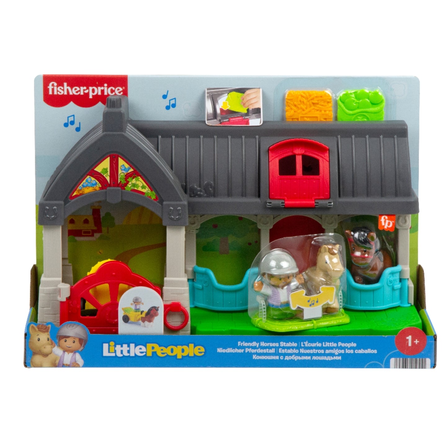 Establo de caballos amable Fisher Price, color multicolor, vista frontal para niños