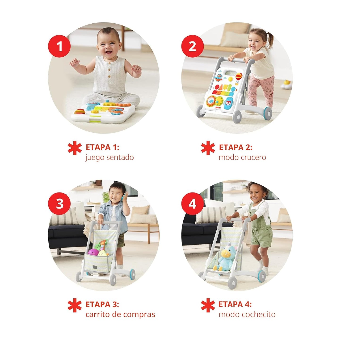 Carrito de actividades SKIP*HOP multicolor, etapas de uso en vista creativa