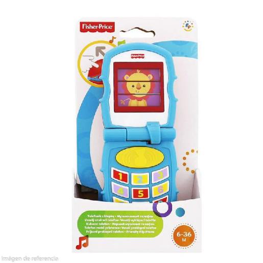 juguete para bebés Fisher-Price teléfono azul, frontal con botones y pantalla