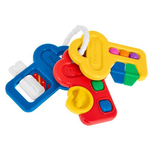 Llaveros de juguete Fisher-Price en rojo, azul y amarillo, juguetes para bebés