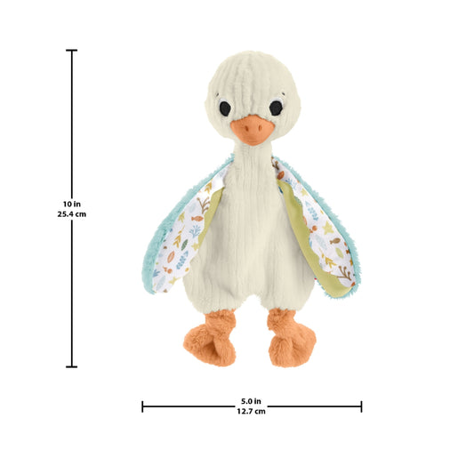 Pato de peluche suave MATTEL, color blanco con alas bordadas, vista frontal