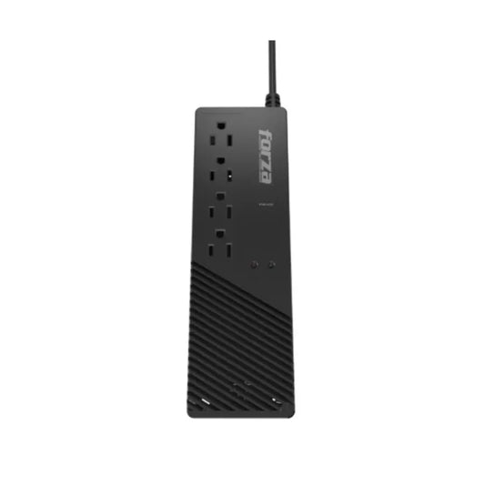 Regulador de voltaje 1000VA FORZA modelo LL05 color negro con múltiples enchufes y diseño compacto