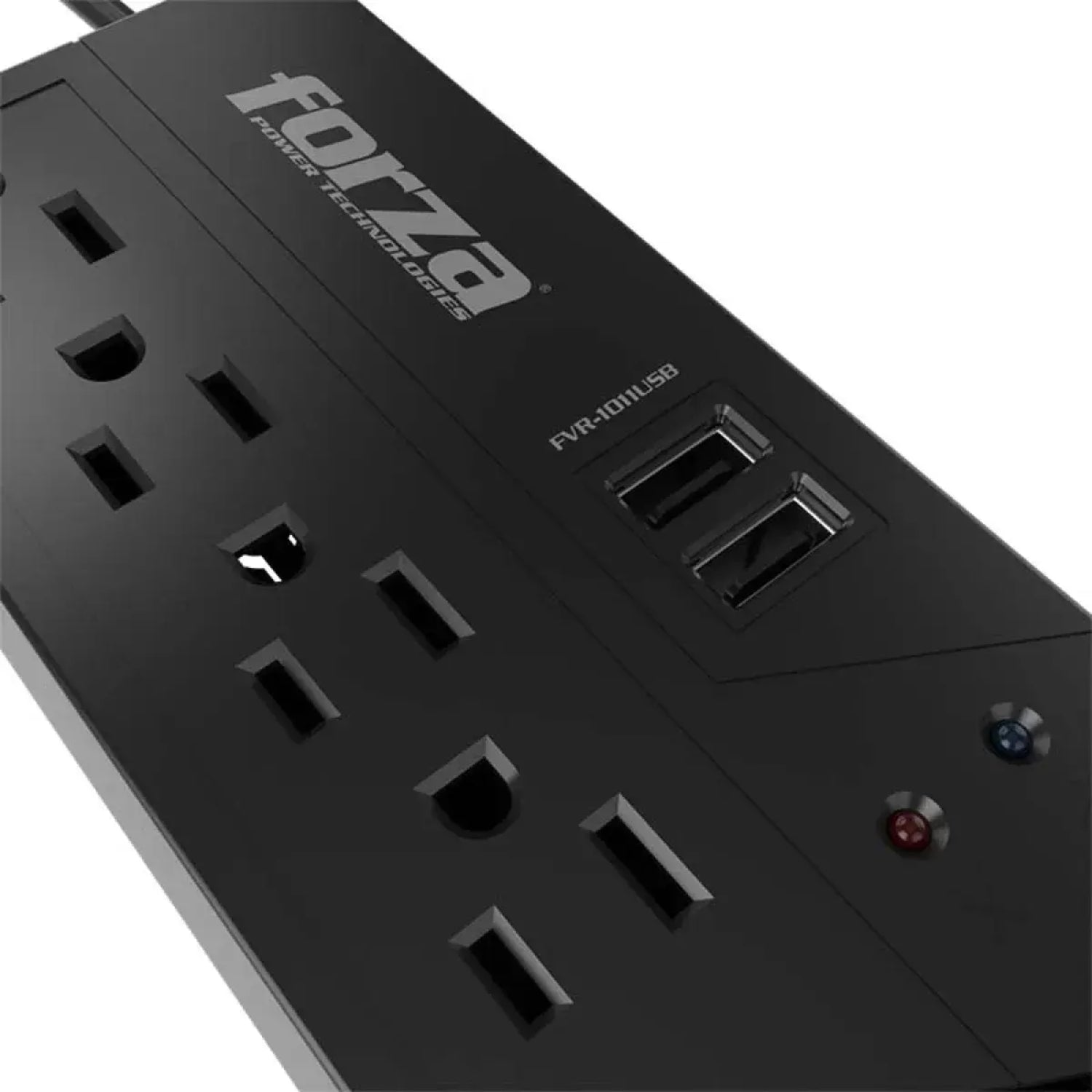 Regulador de voltaje 1000VA FORZA modelo LL05 con tomacorrientes y puertos USB