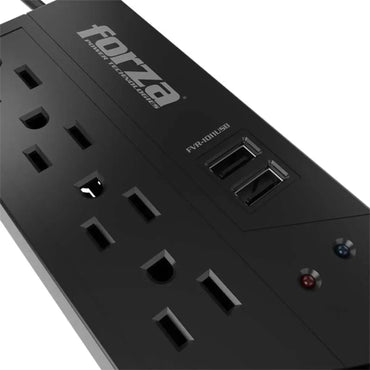 Regulador de voltaje 1000VA FORZA modelo LL05 con tomacorrientes y puertos USB