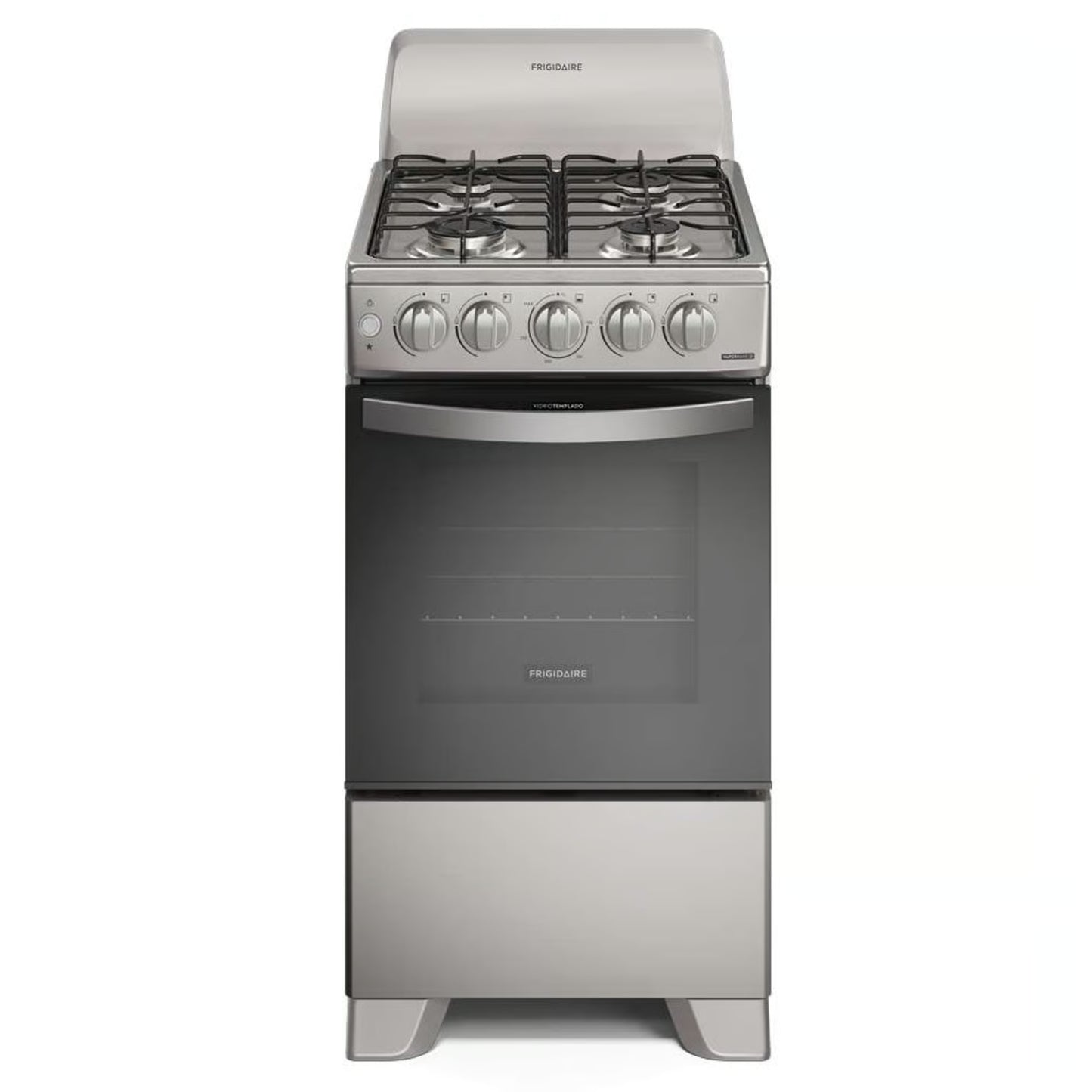 Estufa de gas silver Frigidaire frontal, ideal para cocinar en casa, comprar estufa de gas silver en Honduras