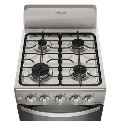 estufa de gas silver Frigidaire, vista superior con cuatro quemadores, comprar estufa de gas silver en Honduras