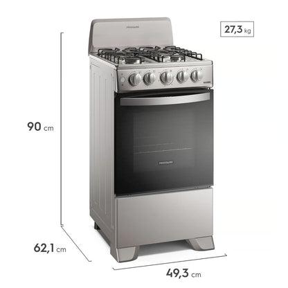 Estufa de gas silver Frigidaire frontal, ideal para comprar estufa de gas silver en Honduras