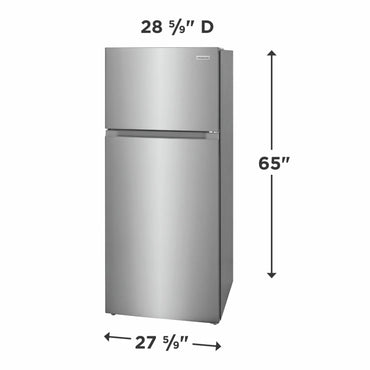 Refrigerador Frigidaire de acero inoxidable, ideal para comprar refrigerador Frigidaire en Honduras, dimensiones 28,5 x 27,5 x 65 pulgadas