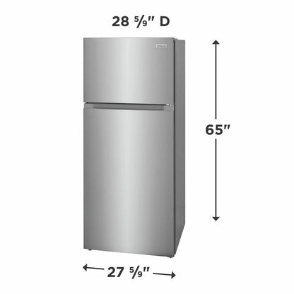 Refrigerador Frigidaire de acero inoxidable, ideal para comprar refrigerador Frigidaire en Honduras, dimensiones 28,5 x 27,5 x 65 pulgadas