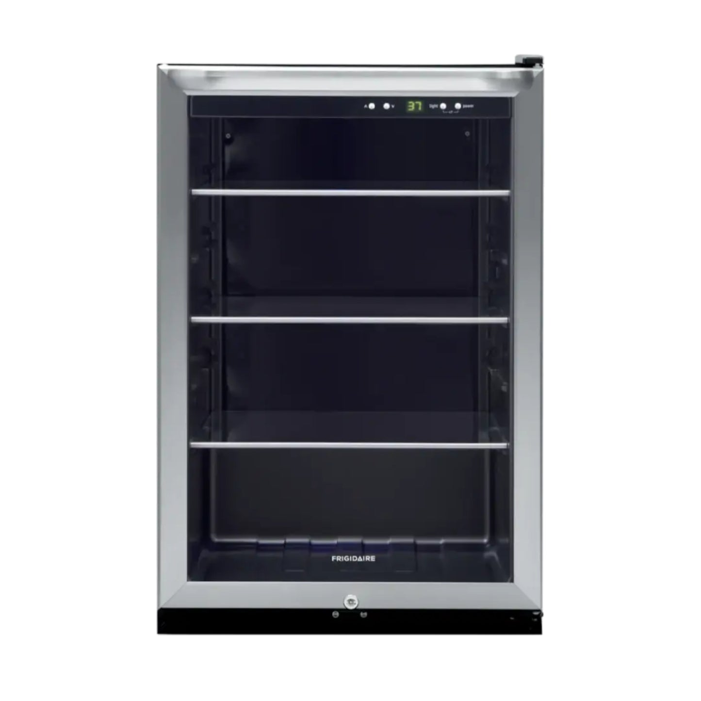 Enfriador Frigidaire frontal de acero inoxidable con estantes ajustables