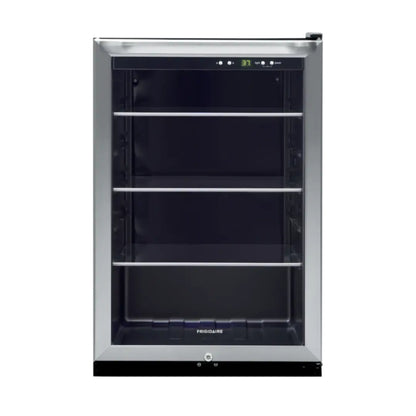 Enfriador Frigidaire frontal de acero inoxidable con estantes ajustables