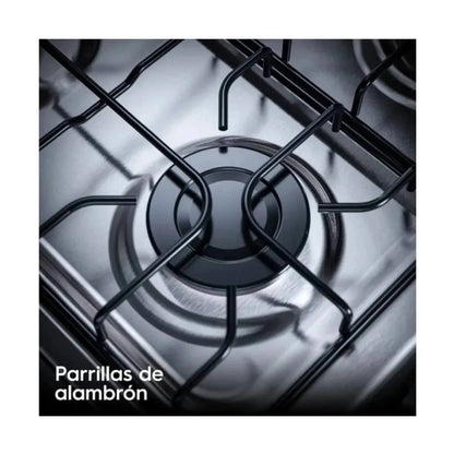 Vista cercana de las parrillas de alambro de la estufa a gas Frigidaire 30 pulgadas para cocina moderna