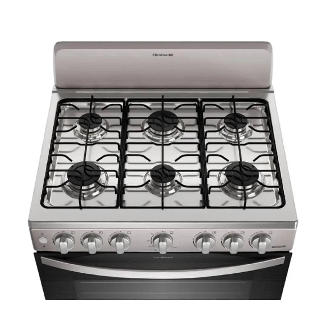 Estufa a gas Frigidaire 30 pulgadas con cinco quemadores y diseño moderno de acero inoxidable
