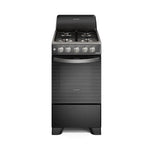 Estufa a gas Frigidaire 4 quemadores negra, vista frontal en cocina moderna