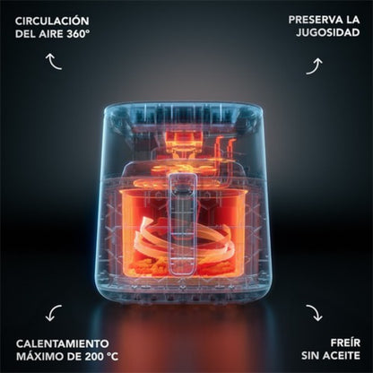 freidora de aire negra FAF45, vista frontal, cocina moderna, tecnología de circulación de aire