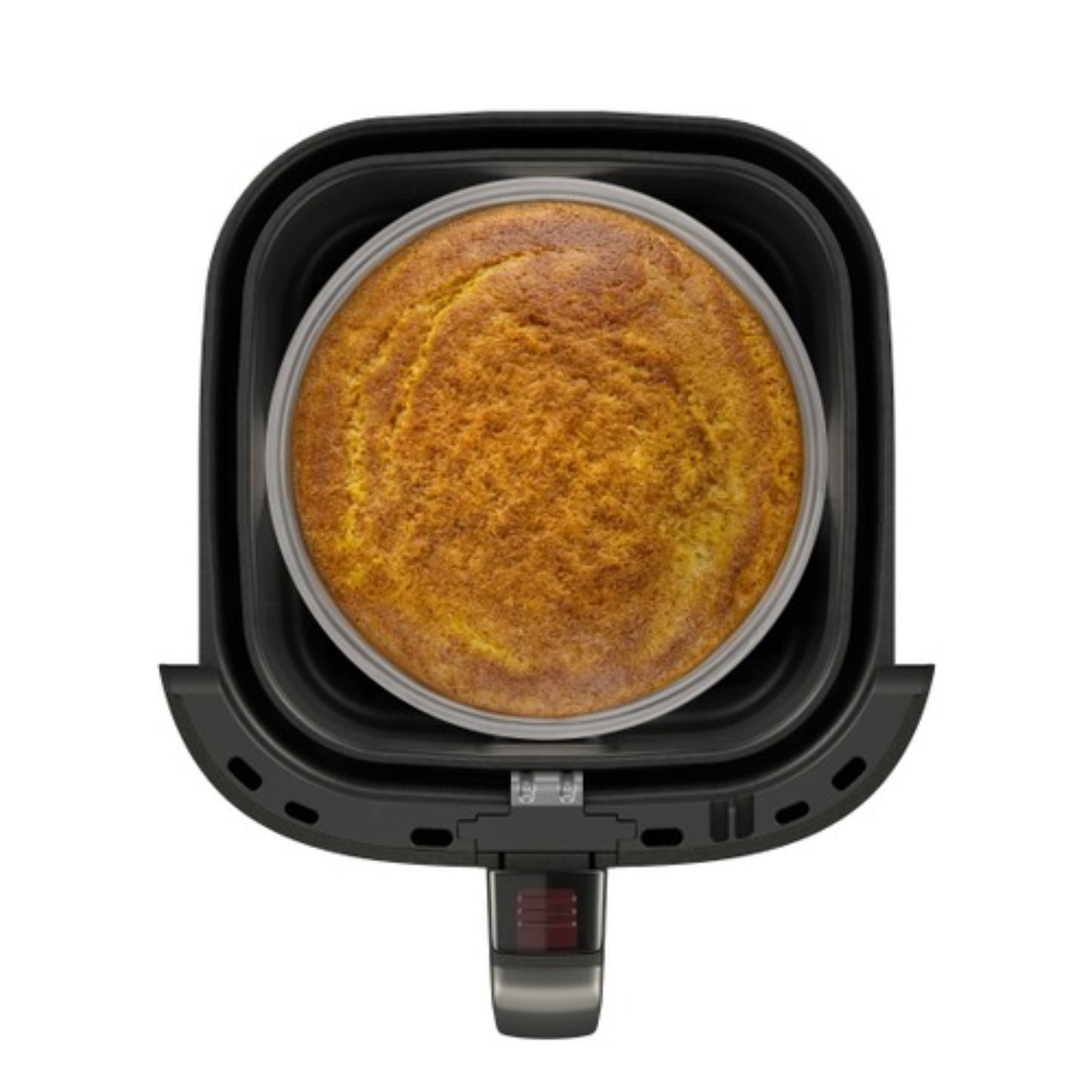 freidora de aire negra FAF45 vista superior con pastel cocinado