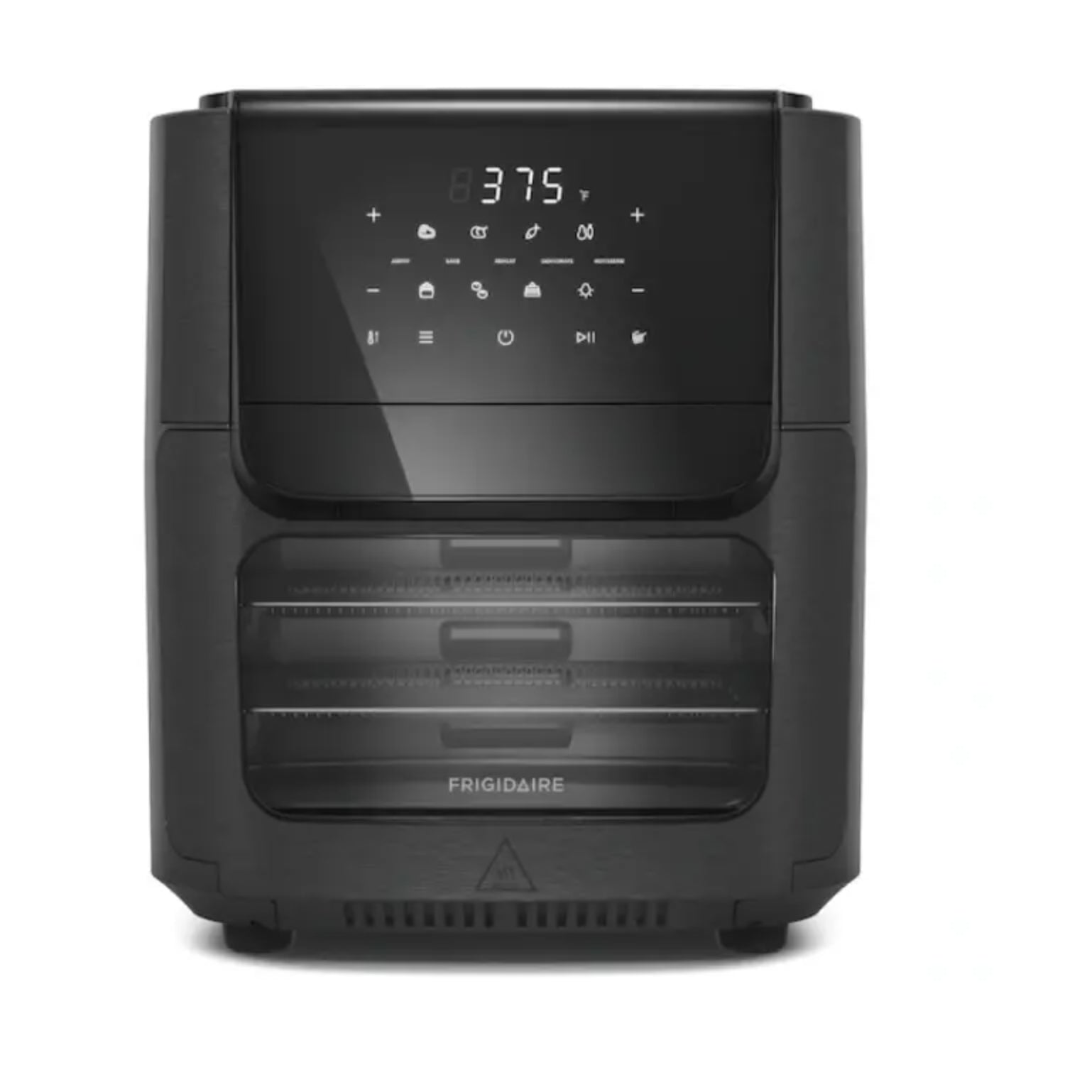 freidora negra frontal con pantalla táctil y controles digitales