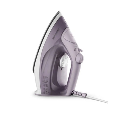 plancha a vapor Frigidaire FSI50, color púrpura, vista lateral, ideal para el hogar