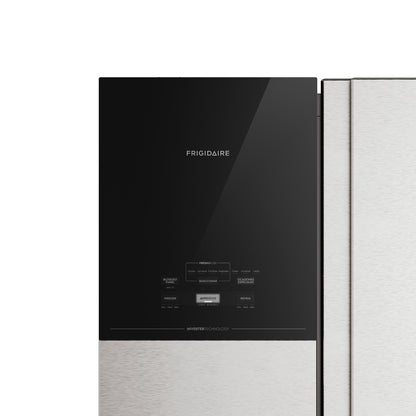 Refrigeradora side by side inverter Frigidaire, diseño moderno y elegante, vista frontal.