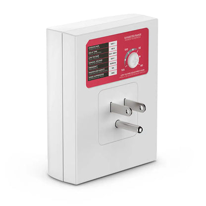 regulador blanco frontal, vista de controles, uso doméstico
