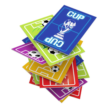 Tarjetas de fútbol coloridas apiladas, diseño de fútbol club barcelona